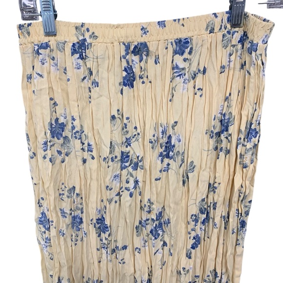 Jones New York Sport Yellow Baby Blue Floral Broomstick Skirt Women’s Size Med - Picture 3 of 5
